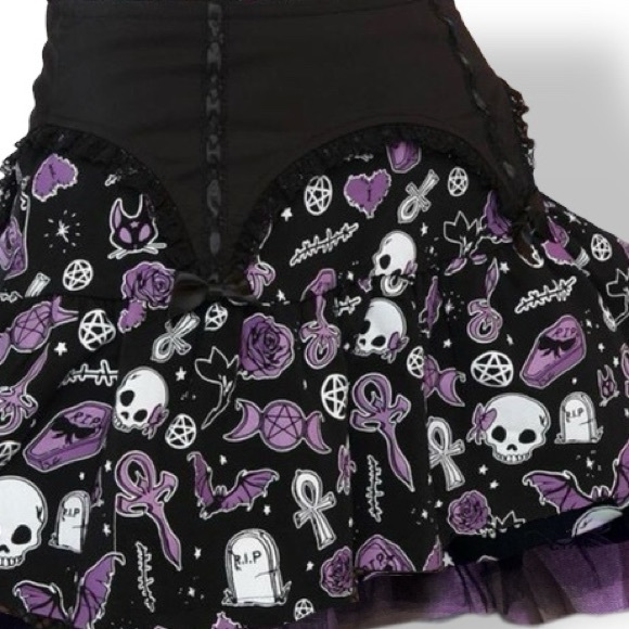 Dolls Kill Skirts Dolls Kill Goth Mini Skirt With Attached Garter